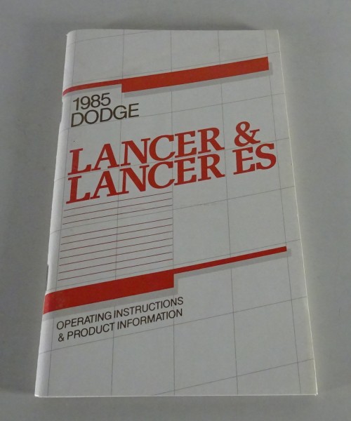 Owner´s Manual / Handbook Dodge Lancer / Lancer ES Stand 1985