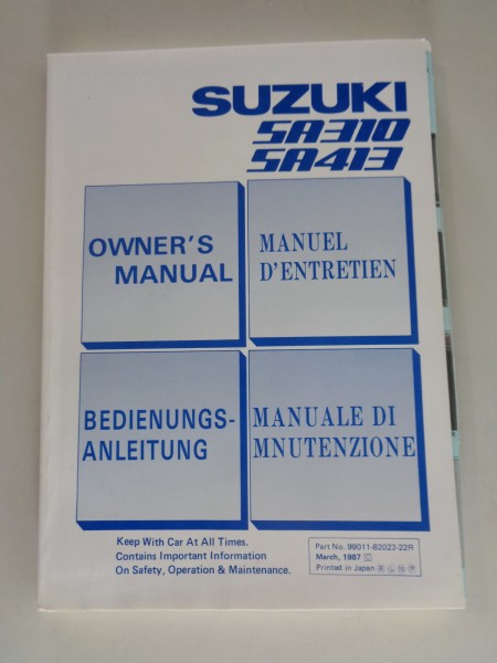 Betriebsanleitung / Owner's Manual Suzuki Swift AA (SA 310 +413) von 03/1987