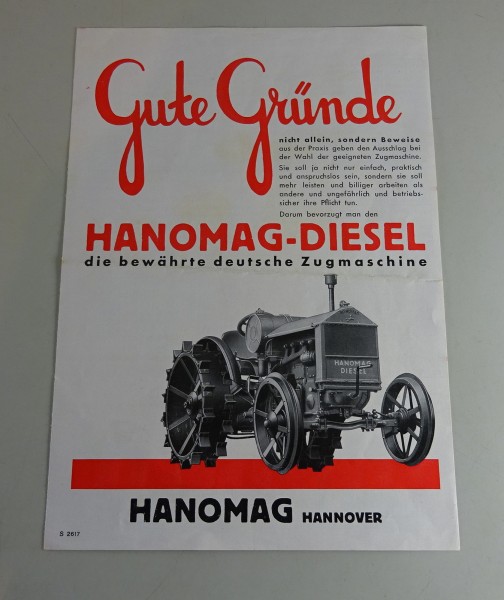Prospekt / Broschüre Hanomag RD 36 Dieselschlepper Stand 1931