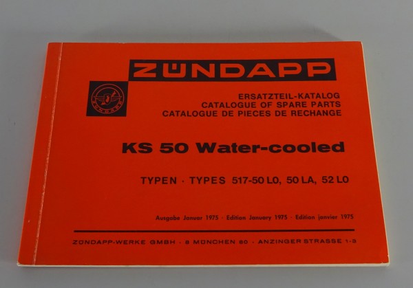 Teilekatalog / Ersatzteilliste / Parts List Zündapp KS 50 Water-cooled 01/1975