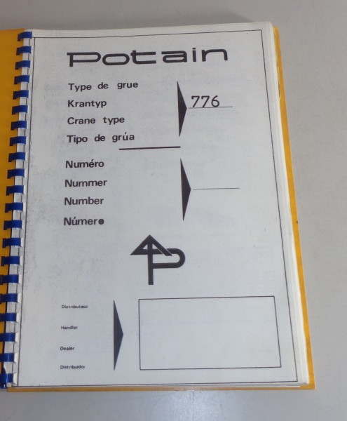 Betriebsanleitung / Handbuch / Mode d'emploi Potain 776 Kran / grue von 2/1973