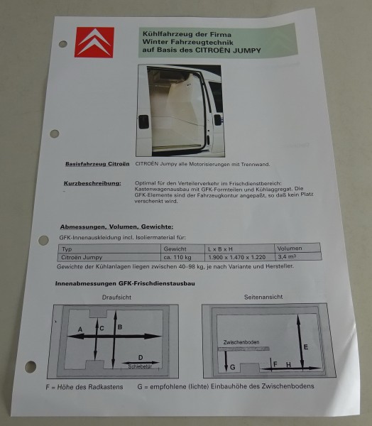 Prospekt / Broschüre Citroen Jumpy Kühlfahrzeug von der Firma Winter