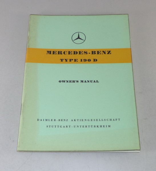 Betriebsanleitung / Owner's Manual Mercedes W121 190 D Ponton Diesel Stand 1958