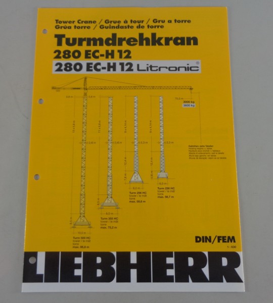 Datenblatt Liebherr Turmdrehkran 280 EC-H 12 / Litronic von 03/2001