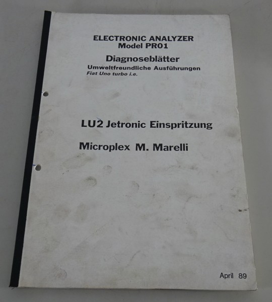 Diagnoseblätter Fiat Model Pro1 LU2 Jetronic Einspritzung & Microplex 04/1989