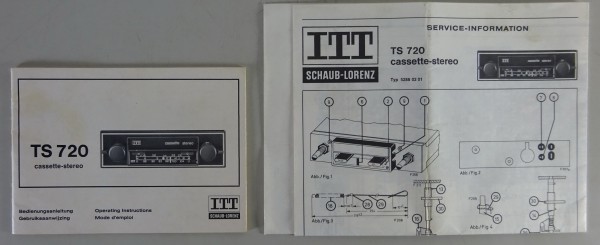 Betriebsanleitung Autoradio ITT Schaub Lorenz TS 720 Cassette-Stereo von 1966