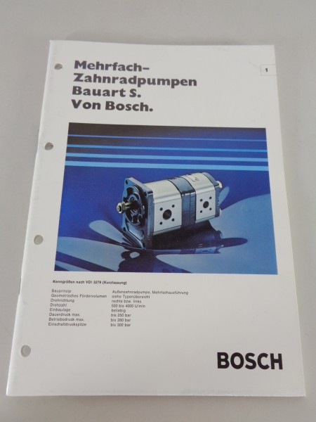 Prospekt / Technische Info Bosch Mehrfach-Zahnradpumpen Bauart S von 04/1979