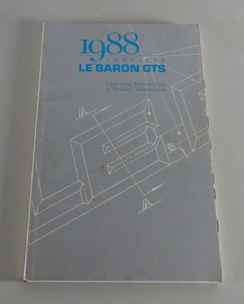 Owner´s Manual / Handbook Chrysler Le Baron GTS Stand 1988