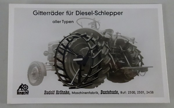 Werbefoto / Karte Gitterräder für Diesel- Schlepper aller Typen