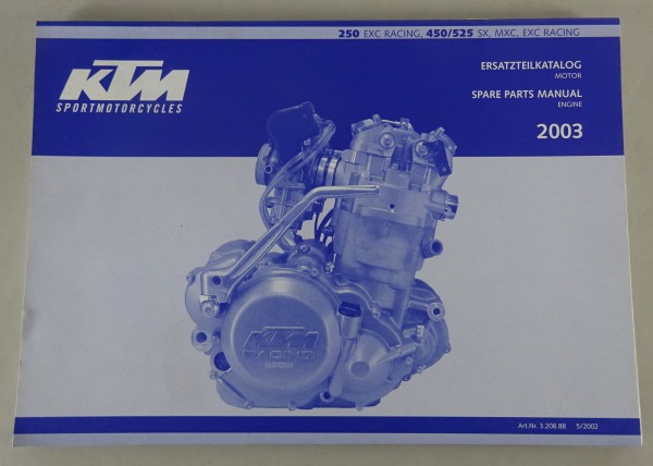 Teilekatalog Motor KTM 250 / KTM 450/525 EXC Racing - Modelljahr 2003