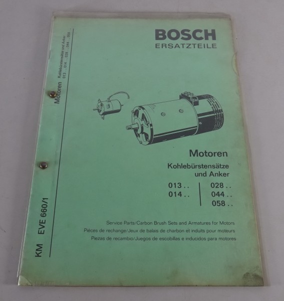 Teilekatalog Bosch Motoren, Kohlebürstensätze & Anker Stand 07/1972