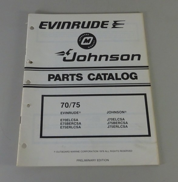 Teilekatalog OMC Evinrude Johnson Outboards 70 / 75 PS Models von 1979