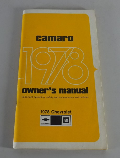 Owner´s Manual / Handbook Chevrolet Camaro Stand 1978