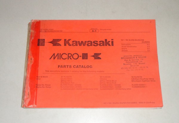 Teilekatalog / Ersatzteilliste / Parts List Kawasaki KL 250 D 4 Stand 1988