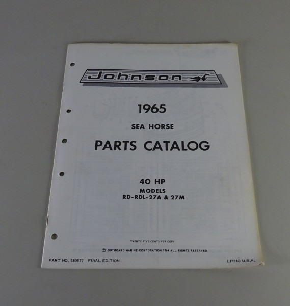 Teilekatalog Johnson OMC Outboards 40 PS Models Stand 1965