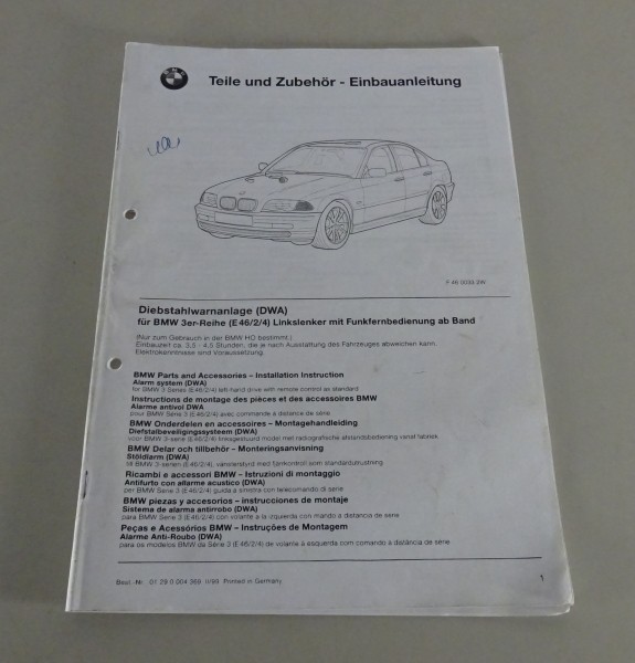 Einbauanleitung BMW Diebstahlwarnanlage für E46 Stand 02/1999