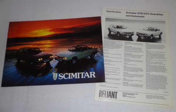 Auto Werbung Prospekt Reliant Scimitar GTE / GTC Overdrive and Automatic