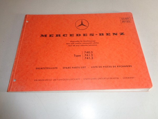 Teilekatalog Mercedes-Benz Hinterachse für Nutzfahrzeuge Typ 740.3, 741.2, 741.3