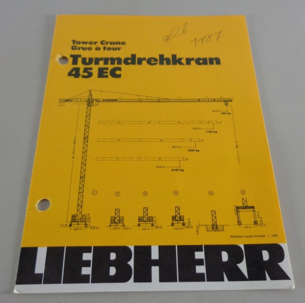 Datenblatt -Technische Beschreibung Liebherr Turmdrehkran 45 EC von 1986
