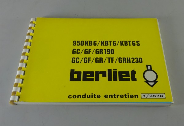 Manuel d´Entretien / Handbuch Renault LKW Berliet 950 KB 6 - GRH 230 von 12/1976