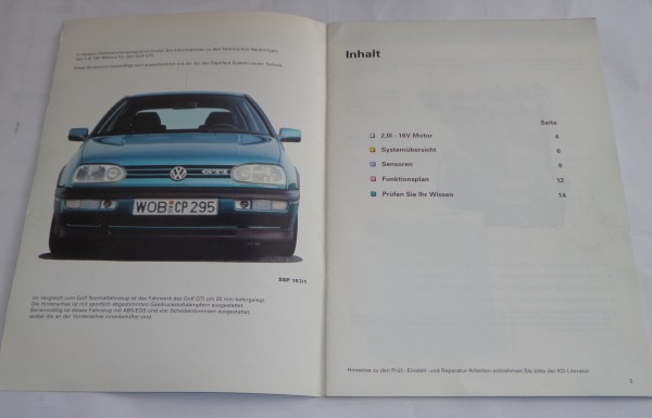 SSP 157 Selbststudienprogramm VW Golf 3 GTI 2,0 l 16V Motor Digifant ab 1992