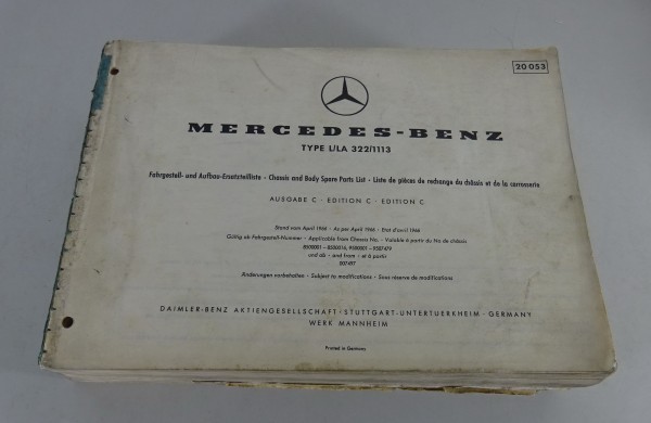 Teilekatalog Mercedes Benz Typ LP / LAP 322 / 1113 Ausgabe C Stand 04/1966