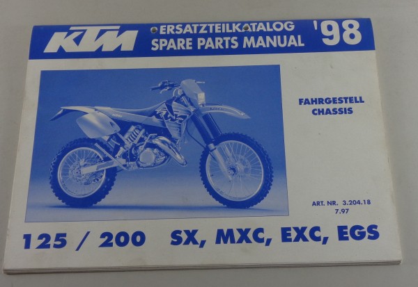 Teilekatalog KTM 125 / 200 SX, MXC, EXC, EGS Baujahr 1998 Fahrgestell