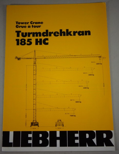 Datenblatt / Data sheet Liebherr „ Turmdrehkran 185 HC" Stand 02/1981