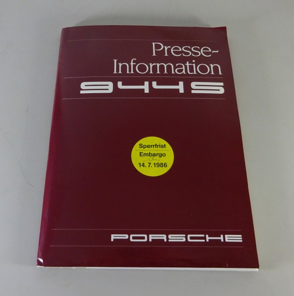 Pressemappe Porsche 944 S Stand 1986