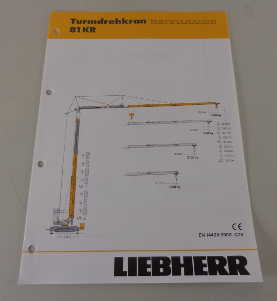 Datenblatt / Technische Beschreibung Liebherr Turmdrehkran 81 KR von 04/2011