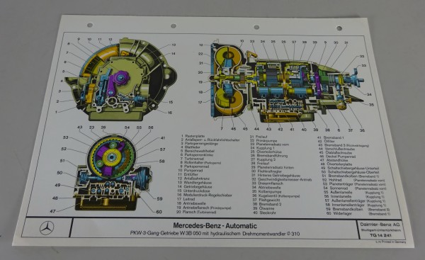 Schnittbild Mercedes-Benz Automatik 3-Gang-Getriebe W 3B 050 Stand 03/1974