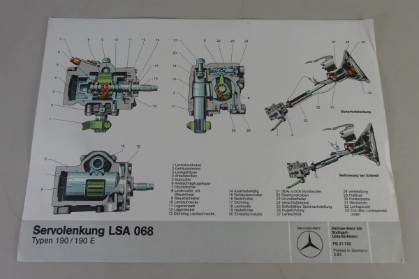 Schnittbild Mercedes-Benz Servolenkung LSA 068 in W201 190 / 190 E Stand 03/1983