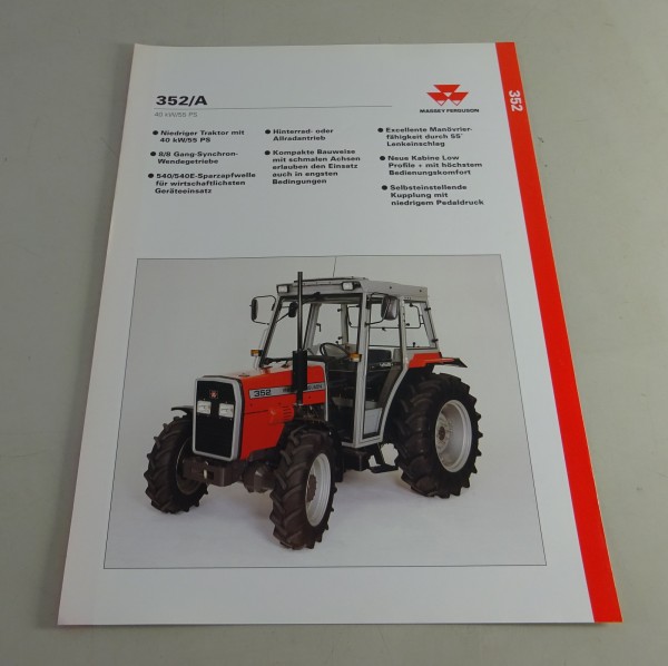 Datenblatt Massey Ferguson Allrad-Traktor 352 / A 40kW / 55 PS Stand 07/1993