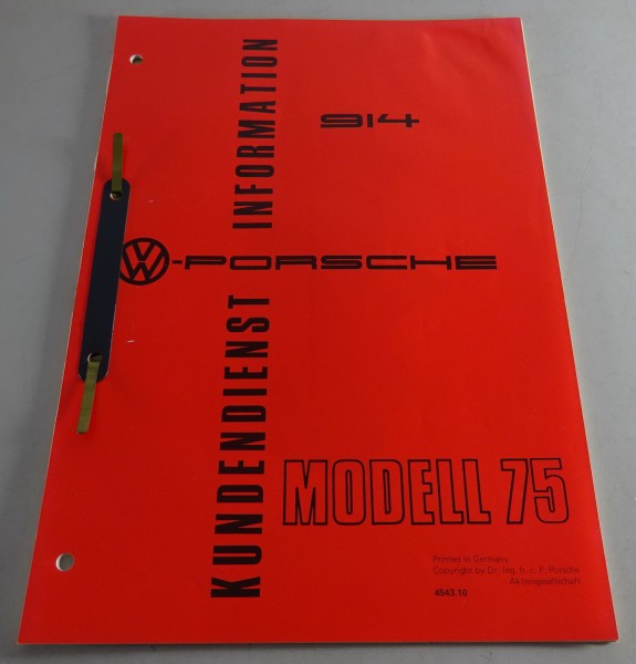 Werkstatthandbuch / Kundendienst Information VW Porsche 914 Modelljahr 1975