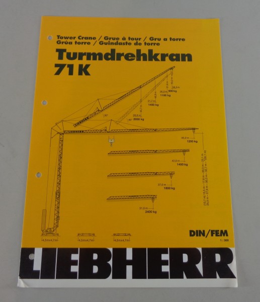 Datenblatt / Technische Beschreibung Liebherr Turmdrehkran 71 K von 06/2000