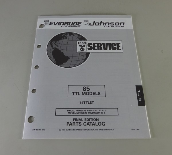 Teilekatalog Johnson Evinrude Außenborder / Outboards 85 TTL Models 1993