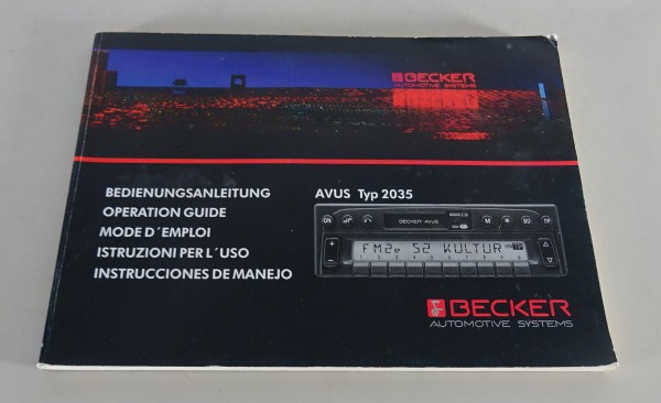 Betriebsanleitung Becker Radio / Autoradio Avus Typ 2035 Stand 02/1995