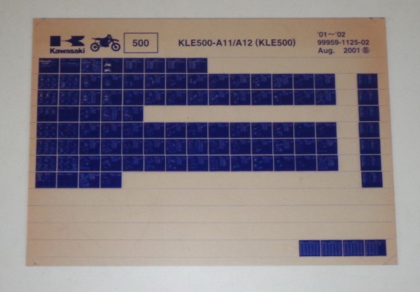 Microfich Ersatzteilkatalog Kawasaki KLE 500 A11/A12 Model 01-02 Stand 08/01