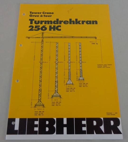 Datenblatt / Technische Beschreibung Liebherr Turmdrehkran 256 HC von 03/1990