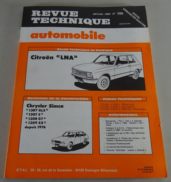 Reparaturanleitung Revue Technique Citroën LNA / Chrysler Simca Stand 01/1980