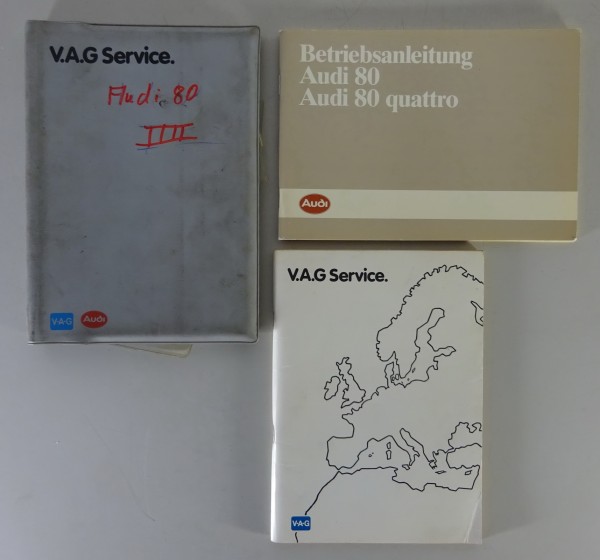 Bordmappe + Betriebsanleitung Audi 80 B2 Typ 81 + Typ 85 quattro Stand 02/1986