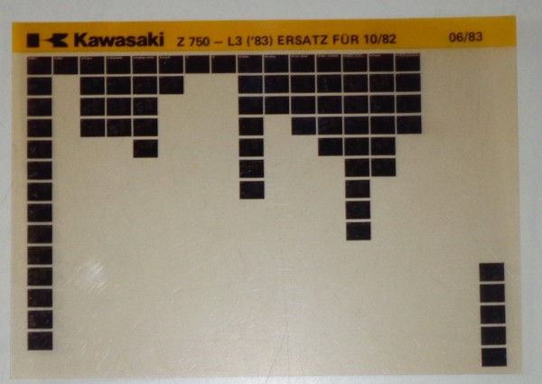 Microfich Ersatzteilkatalog Kawasaki Z 750 L3 Model 1983 Stand 06/83