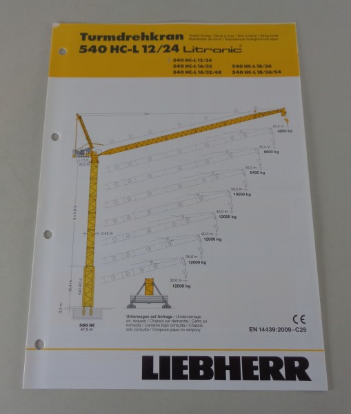 Datenblatt Liebherr Turmdrehkran 540 HC-L 12 / 24 Litronic von 04/2010