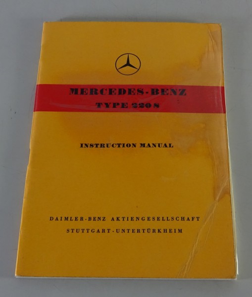 Owners Manual / Handbook Mercedes Benz 220 S Ponton W180 Stand 01/1957 engl.
