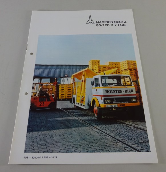 Prospekt Magirus-Deutz 80/120 D 7 FGB Frontlenker Getränketransporter von 1974