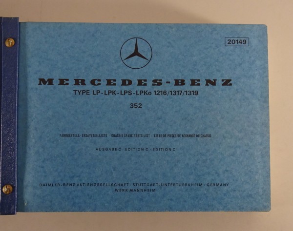 Teilekatalog Mercedes Benz LKW LP-LPK-LPS-LPKo 1216/1317/1319 Stand 08/1971