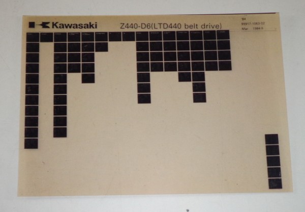 Microfich Ersatzteilkatalog Kawasaki LTD440 belt drive Z440 D6 Model 84 von 3/84