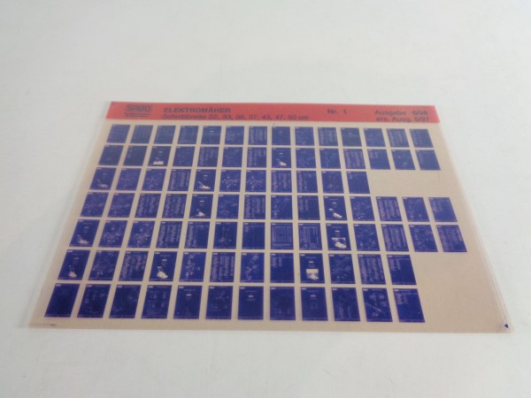 Microfich Teilekatalog Sabo Elektromäher 32. 33. 36. 37. 43. 47. 50 cm von 1998
