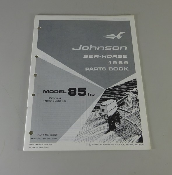 Teilekatalog Johnson Evinrude Außenborder / Outboards 85 PS Models von 1969