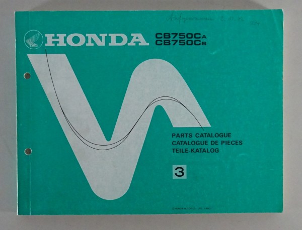 Teilekatalog / Parts List Honda CB 750 C Stand 1980